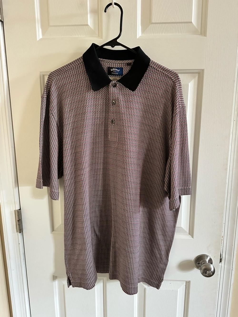 Callaway Golf Collection Men’s Vintage Polo Chevron Pattern Sz Large 100% Silk